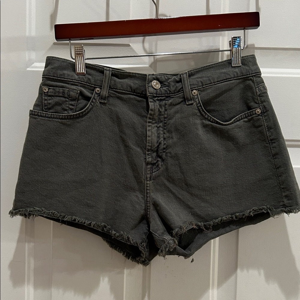 7 For All Mankind green olive Jean Shorts